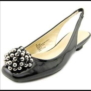 Liz Claiborne beaded black slingback